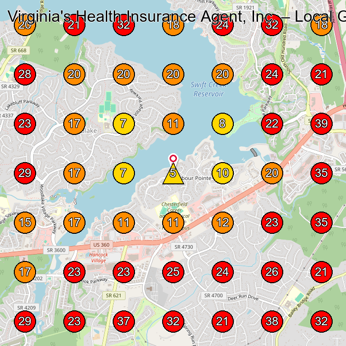 Virginia's Health Insurance Agent, Inc. GeoGrid visibility map for House Cleaning Service in Midlothian